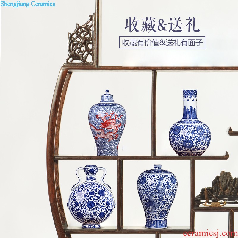 Hand draw archaize sitting room place large blue and white porcelain vase of jingdezhen ceramics flower arranging Chinese style household decorative arts and crafts