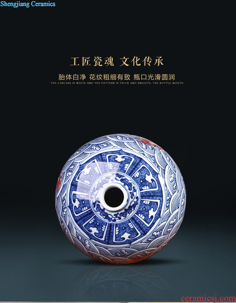 Hand draw archaize sitting room place large blue and white porcelain vase of jingdezhen ceramics flower arranging Chinese style household decorative arts and crafts