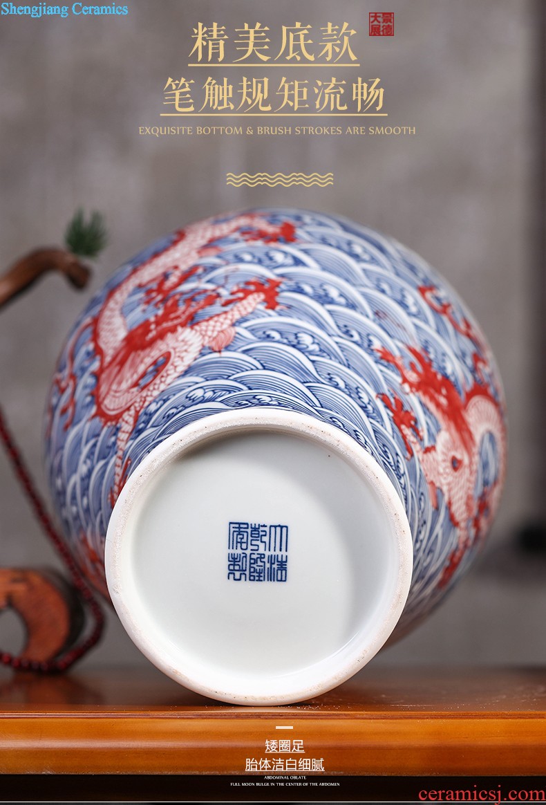 Hand draw archaize sitting room place large blue and white porcelain vase of jingdezhen ceramics flower arranging Chinese style household decorative arts and crafts