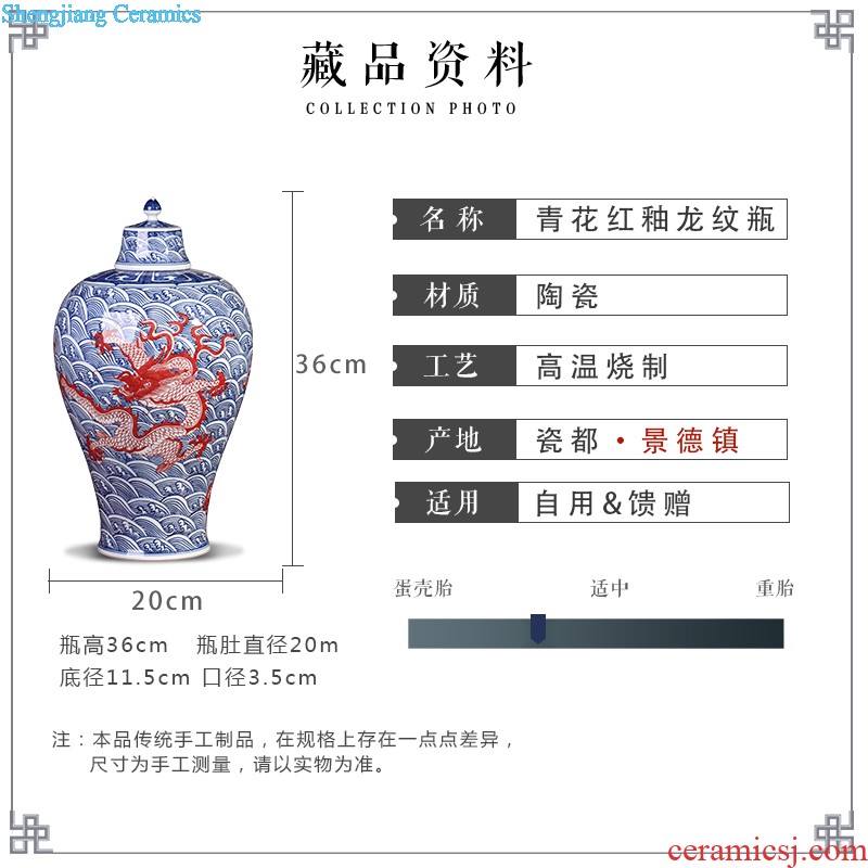 Hand draw archaize sitting room place large blue and white porcelain vase of jingdezhen ceramics flower arranging Chinese style household decorative arts and crafts