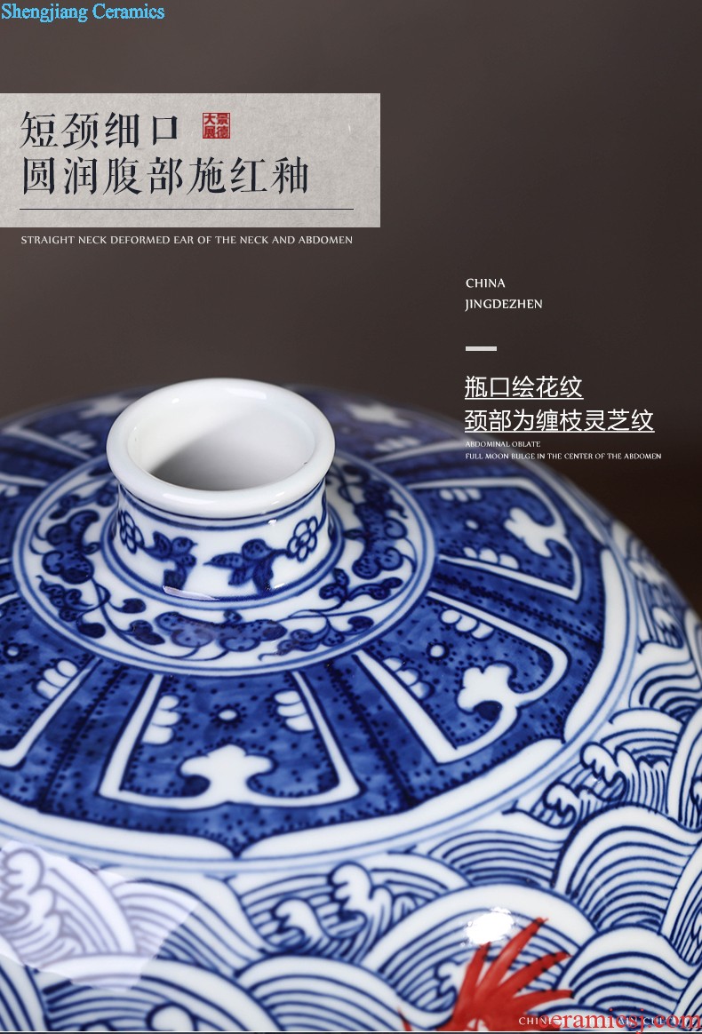 Hand draw archaize sitting room place large blue and white porcelain vase of jingdezhen ceramics flower arranging Chinese style household decorative arts and crafts