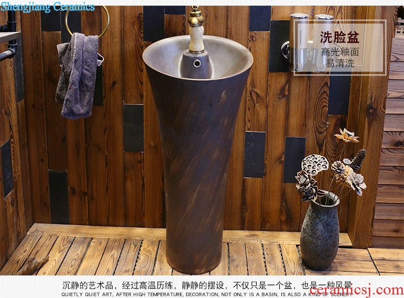 Jia depot outdoor balcony column basin sinks Ceramic basin bathroom floor vertical integration the sink