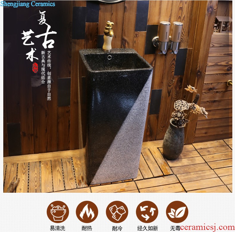 Jia depot ceramic column basin one-piece lavatory floor balcony toilet lavabo conjoined restoring ancient ways