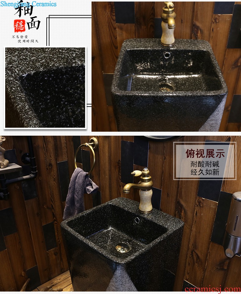 Jia depot ceramic column basin one-piece lavatory floor balcony toilet lavabo conjoined restoring ancient ways