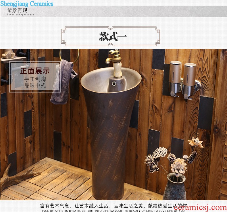 Jia depot outdoor balcony column basin sinks Ceramic basin bathroom floor vertical integration the sink