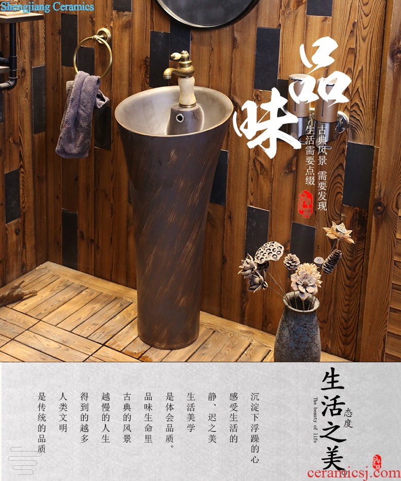 Jia depot outdoor balcony column basin sinks Ceramic basin bathroom floor vertical integration the sink