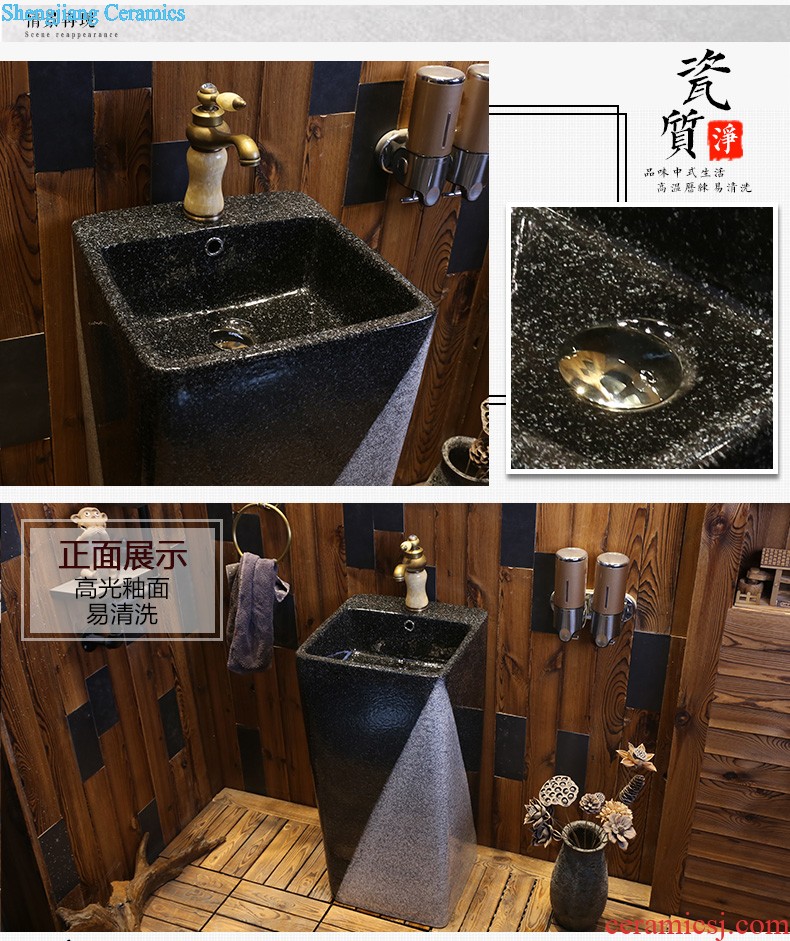 Jia depot ceramic column basin one-piece lavatory floor balcony toilet lavabo conjoined restoring ancient ways