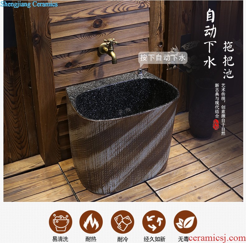 Jia depot Wash basin of the balcony floor mop pool ceramic small rectangle bathroom sink mop pool