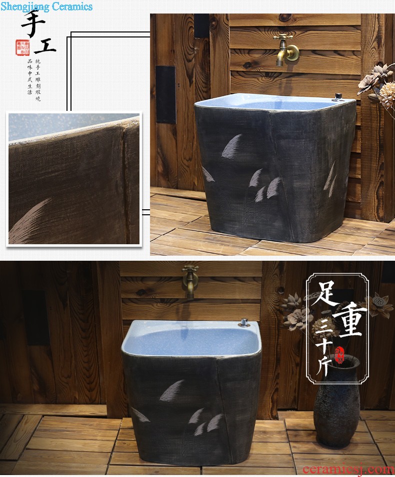 Jia depot outdoor balcony column basin sinks Ceramic basin bathroom floor vertical integration the sink