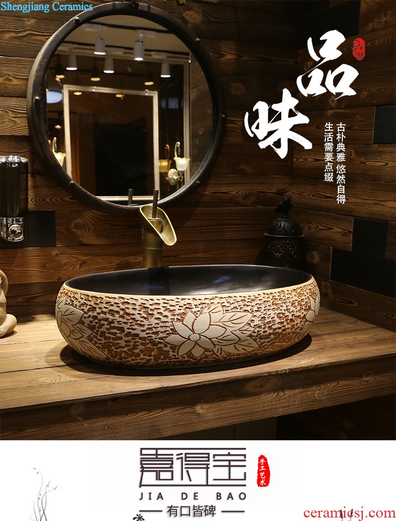 Jia depot basin of Chinese style restoring ancient ways is the stage creative oval ceramic household art basin of lavatory basin sink