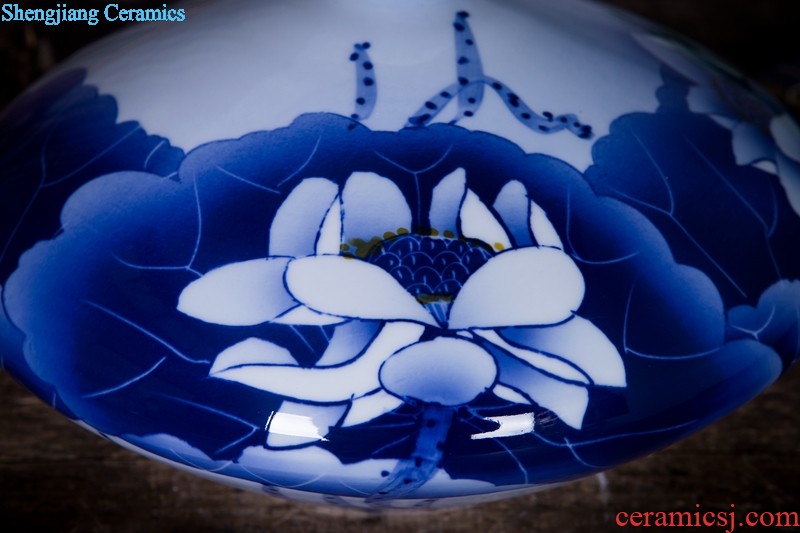 Jingdezhen ceramics name ng mun-hon hand painted blue and white porcelain vase peony decorated handicraft furnishing articles