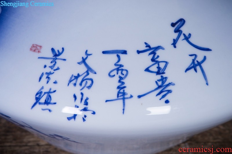 Jingdezhen ceramics name ng mun-hon hand painted blue and white porcelain vase peony decorated handicraft furnishing articles