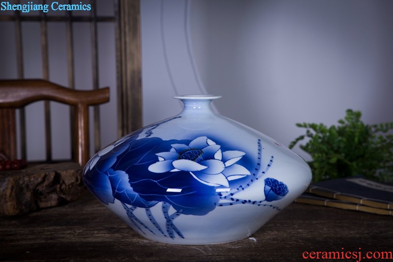 Jingdezhen ceramics name ng mun-hon hand painted blue and white porcelain vase peony decorated handicraft furnishing articles