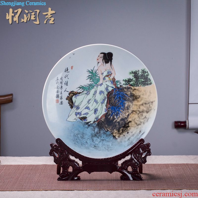 Jingdezhen ceramics vase hand-painted Yellow lotus pond fragrant flower arrangement, the sitting room of Chinese style household decorative furnishing articles