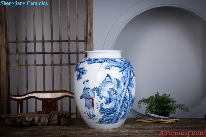 Huai embellish, jingdezhen ceramics famous master hand draw archaize of blue and white porcelain vase rich ancient frame is placed in the living room