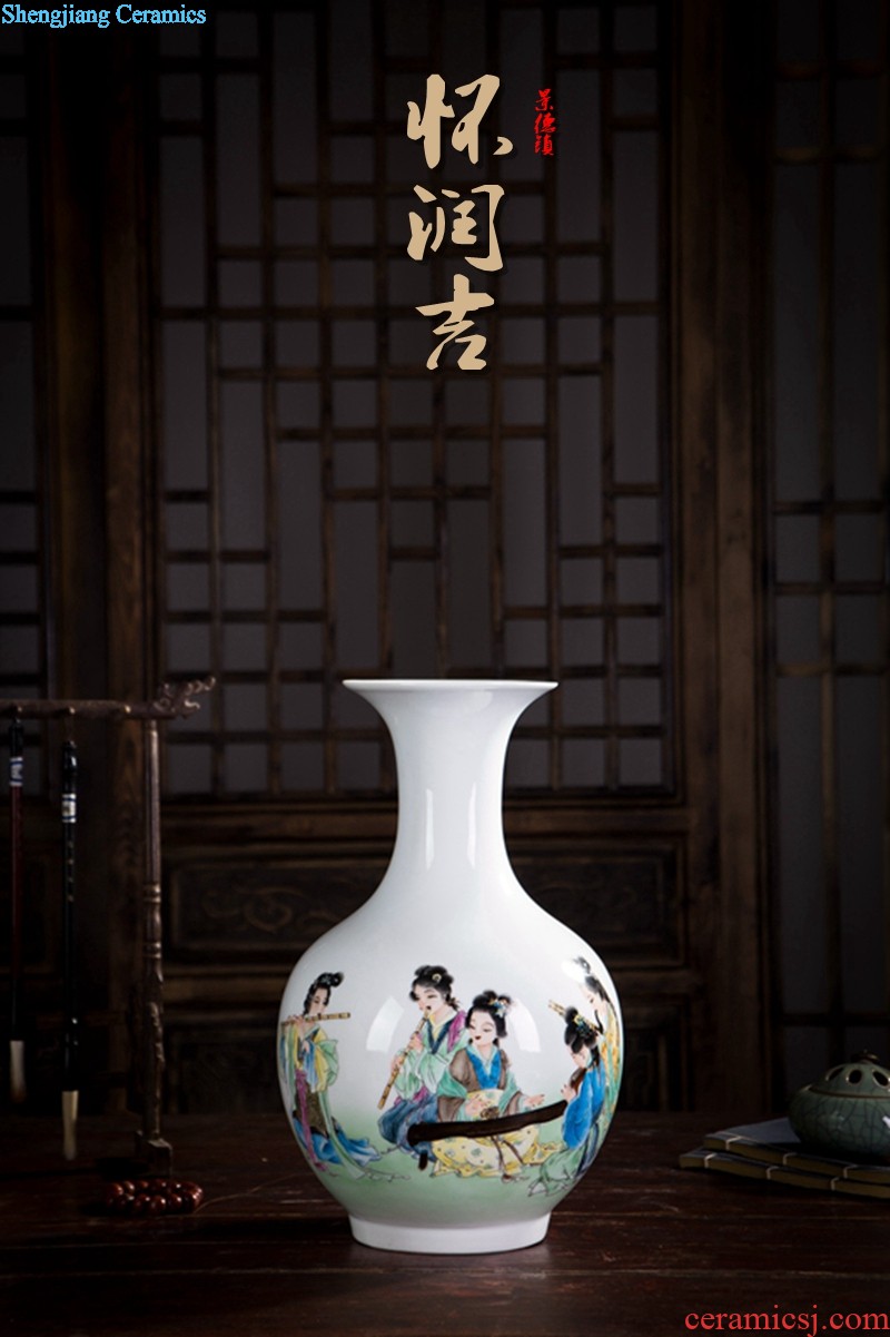 Huai embellish, jingdezhen ceramic vase hand-painted painting figures whistling, jade the feixianguan classical fashion home decoration vase