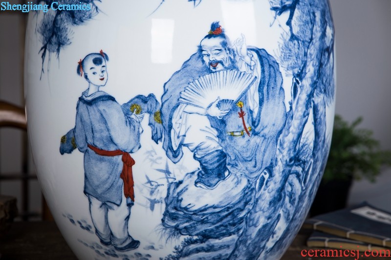 Huai embellish, jingdezhen ceramics famous master hand draw archaize of blue and white porcelain vase rich ancient frame is placed in the living room