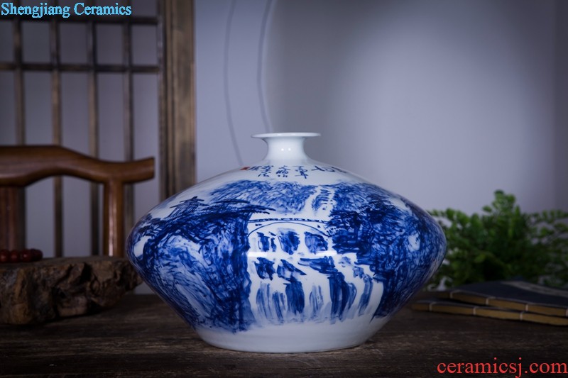 Jingdezhen ceramics name ng mun-hon hand painted blue and white porcelain vase peony decorated handicraft furnishing articles