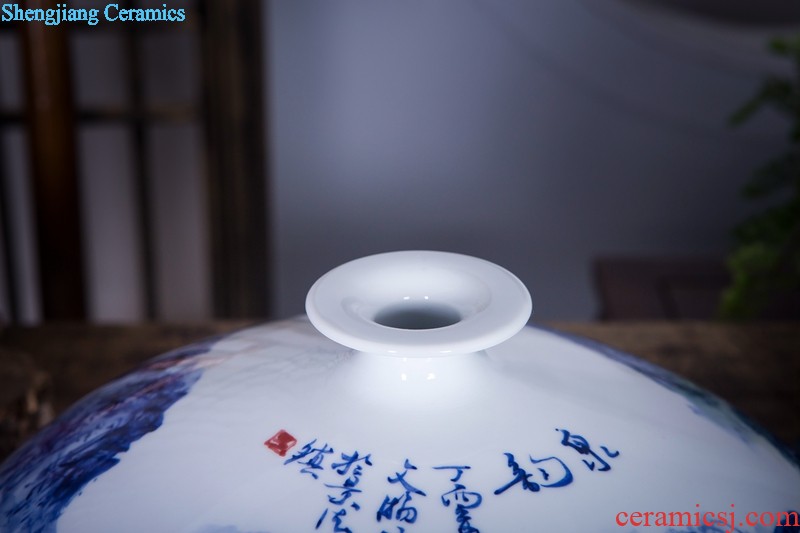 Jingdezhen ceramics name ng mun-hon hand painted blue and white porcelain vase peony decorated handicraft furnishing articles