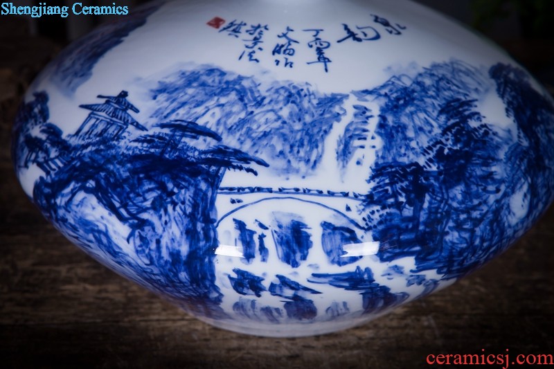 Jingdezhen ceramics name ng mun-hon hand painted blue and white porcelain vase peony decorated handicraft furnishing articles