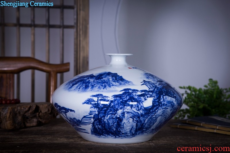 Jingdezhen ceramics name ng mun-hon hand painted blue and white porcelain vase peony decorated handicraft furnishing articles