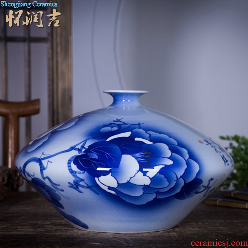 Jingdezhen ceramics name ng mun-hon hand painted blue and white porcelain vase peony decorated handicraft furnishing articles