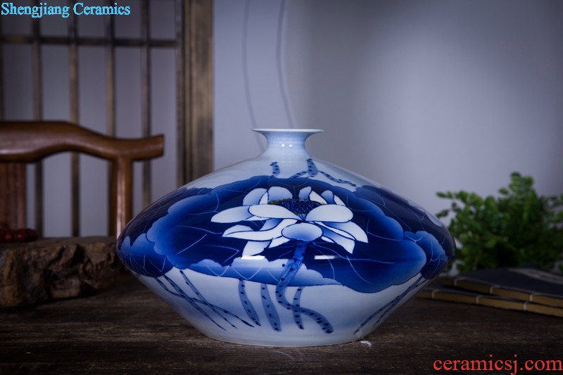 Jingdezhen ceramics name ng mun-hon hand painted blue and white porcelain vase peony decorated handicraft furnishing articles