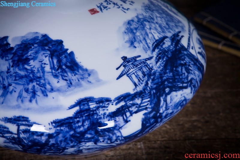 Jingdezhen ceramics name ng mun-hon hand painted blue and white porcelain vase peony decorated handicraft furnishing articles