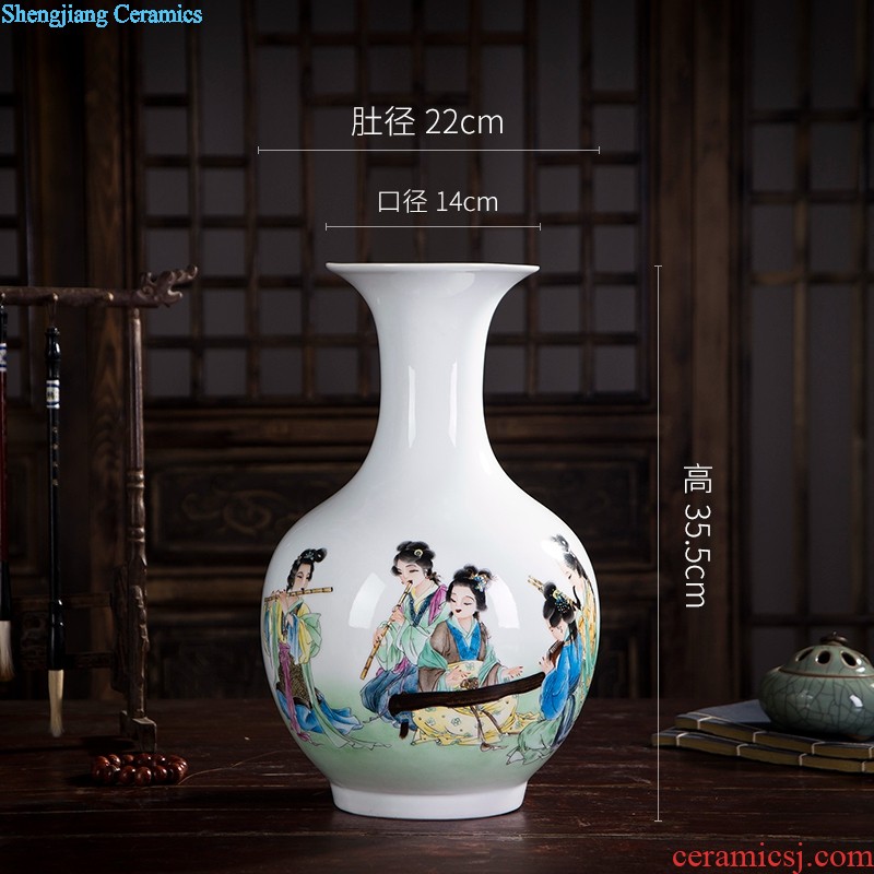 Huai embellish, jingdezhen ceramic vase hand-painted painting figures whistling, jade the feixianguan classical fashion home decoration vase