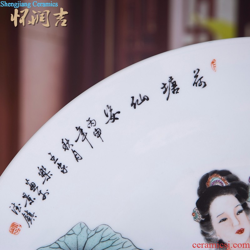 Jingdezhen ceramics hand-painted decorative hanging dish Chinese style living room TV cabinet home decoration wedding gifts furnishing articles