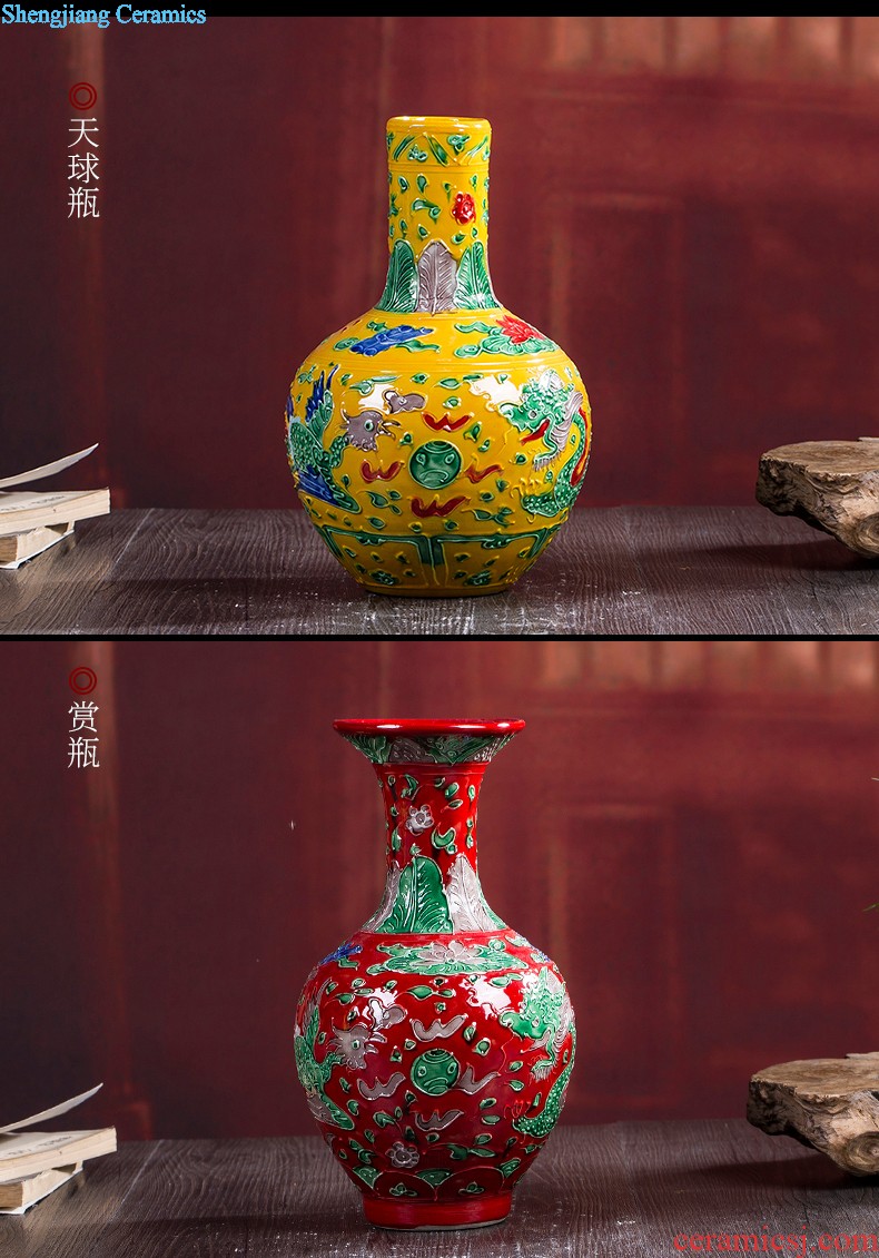 Jingdezhen ceramic vases, antique porcelain hand shadow blue glaze ears home sitting room adornment handicraft furnishing articles