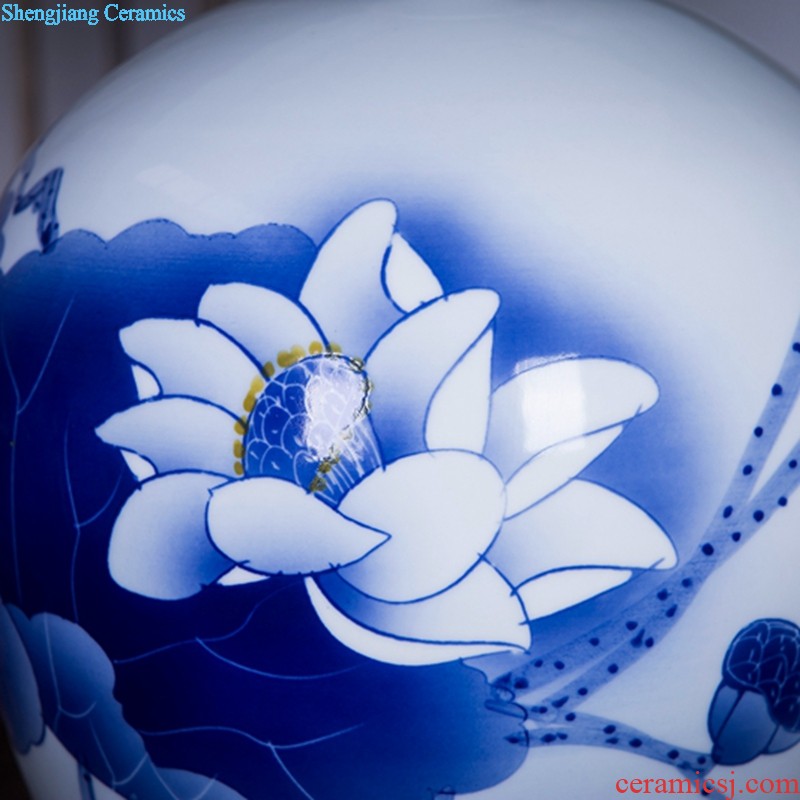 Jingdezhen ceramics name ng mun-hon hand painted blue and white porcelain vase peony decorated handicraft furnishing articles