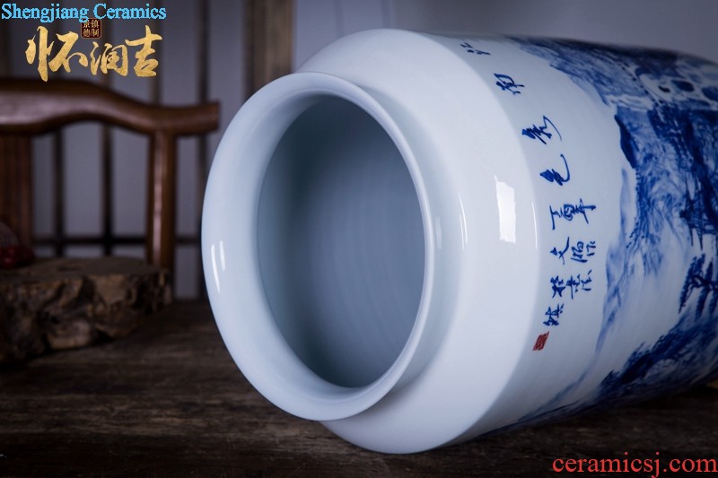 Jingdezhen ceramics master hand painted blue and white porcelain vases, flower arrangement of the sitting room porch decoration of new Chinese style furnishing articles