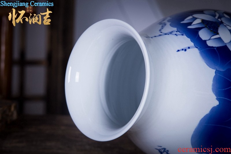 Jingdezhen blue and white vase landscape stream master ng mun-hon hand-painted hand-painted vase fashion home furnishing articles