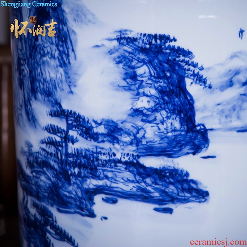 Jingdezhen ceramics master hand painted blue and white porcelain vases, flower arrangement of the sitting room porch decoration of new Chinese style furnishing articles