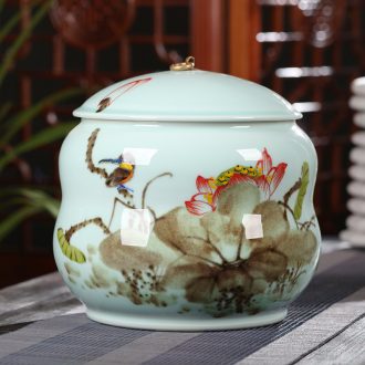 Hand-painted ceramic caddy storage POTS sealed cans puer tea box of jingdezhen large household put tea POTS