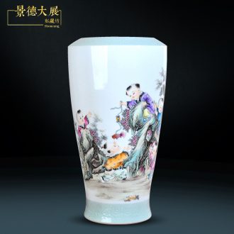 Jingdezhen ceramic hand-painted vase vase planting new Chinese style household adornment handicraft sitting room TV ark furnishing articles