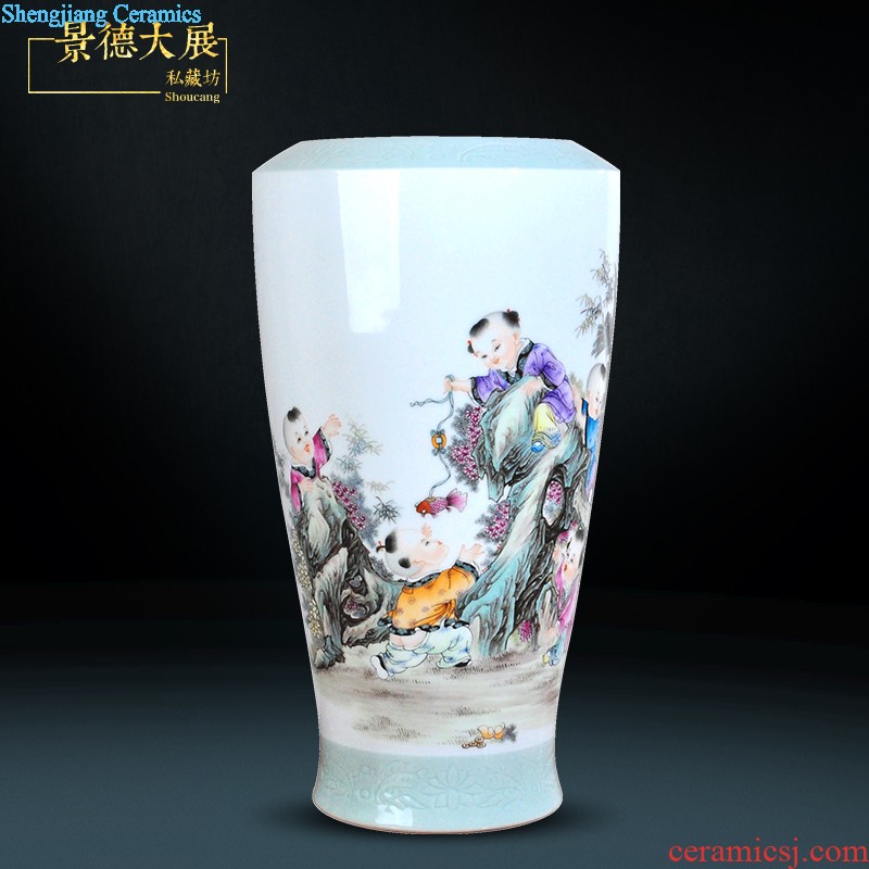 Jingdezhen ceramic hand-painted vase vase planting new Chinese style household adornment handicraft sitting room TV ark furnishing articles