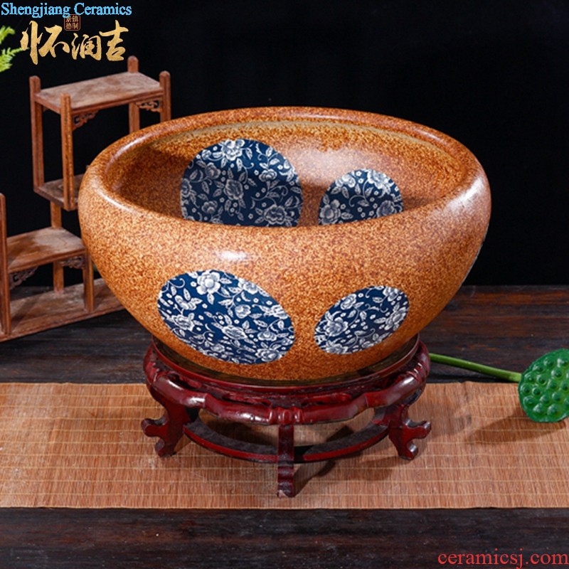 Jingdezhen ceramic furnishing articles Aquariums coarse pottery large goldfish turtle cylinder bowl lotus lotus flower pot flowers