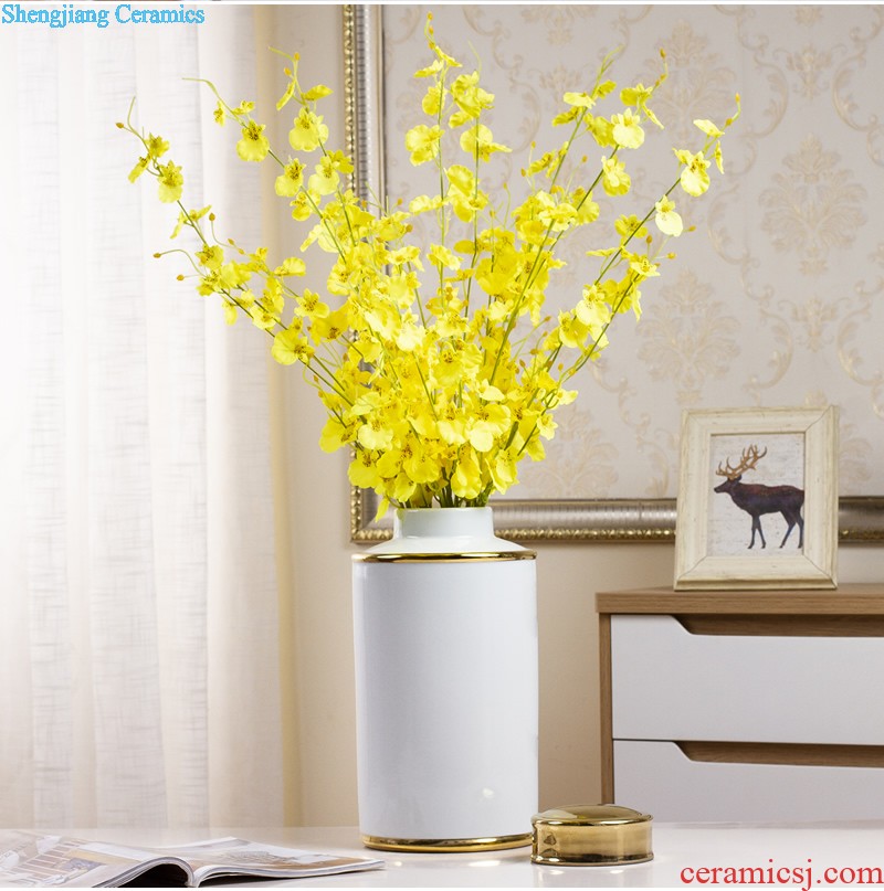 Jingdezhen european-style light piggy bank vase furnishing articles of luxury living room simulation flower flower arranging dried flowers ceramic home decorations