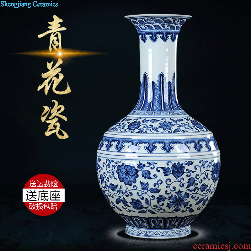 Chinese pottery and porcelain vase furnishing articles The living room floor high modern creative home famous hand-painted handicraft arranging flowers