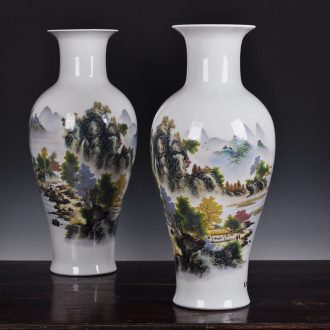 Jingdezhen ceramics vase large flower arrangement Sitting room appropriate home furnishing articles set TV ark adornment has opened in the background