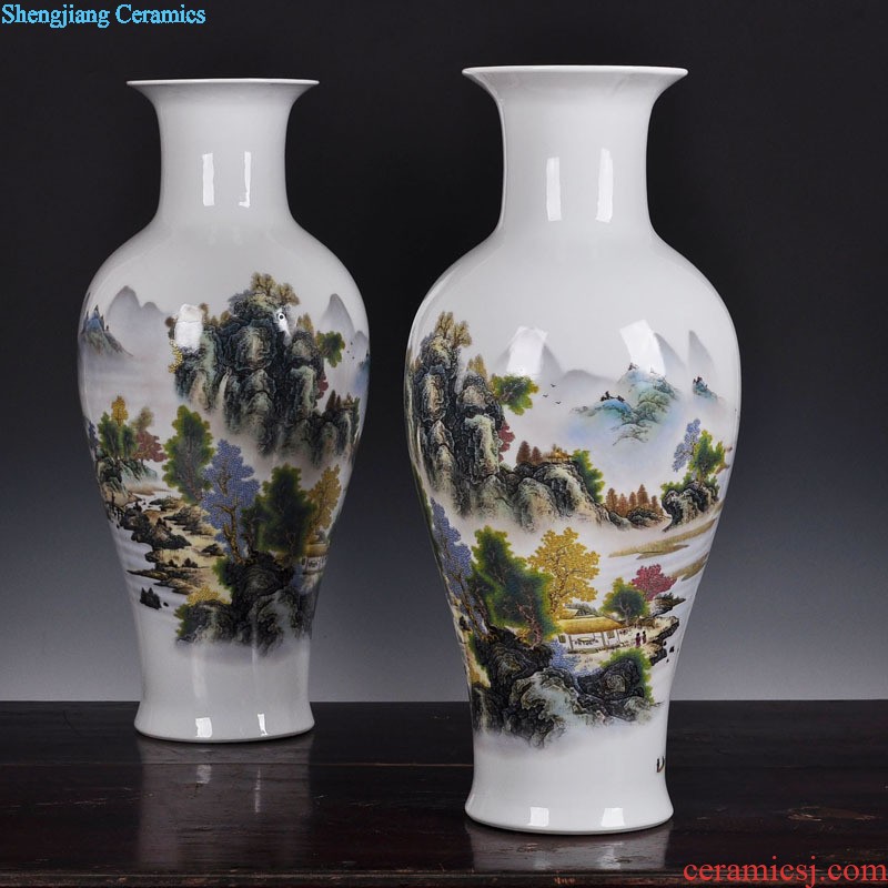 Jingdezhen ceramics vase large flower arrangement Sitting room appropriate home furnishing articles set TV ark adornment has opened in the background