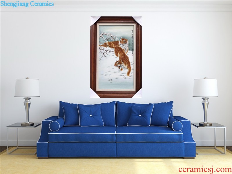 Jingdezhen ceramic Zhou Huisheng hand-painted porcelain plate painting landscapes Chinese style household sitting room porch of mural arts and crafts