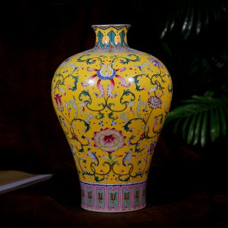 Jingdezhen ceramics hand-painted furnishing articles lucky bamboo vase dry flower vases, new Chinese style living room ceramic bottle furnishing articles