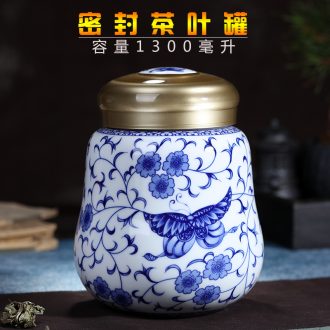 Jingdezhen hand-painted ceramic seal pot large metal caddy cover POTS sitting room place POTS of blue and white porcelain