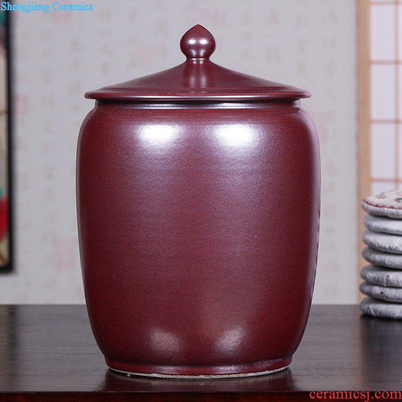 Jingdezhen ceramic tea pot of large storage tank 30 jins of puer tea rice cylinder seal up POTS moistureproof tea set