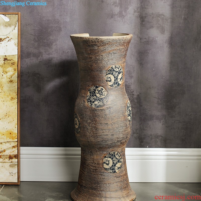 M the pillar type lavatory jingdezhen ceramic basin one-piece art pillar lavabo vertical landing platform