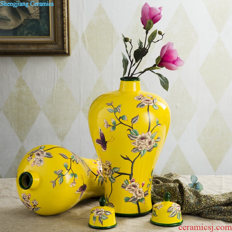 Jingdezhen ceramic decorative vase furnishing articles European contracted sitting room dried flowers flower arrangement table TV ark soft decoration