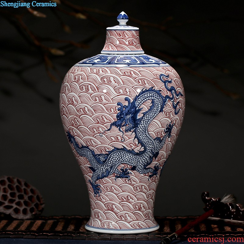 Jingdezhen ceramic vase furnishing articles by hand-painted tong qu dry high lucky bamboo rich ancient frame porcelain vase furnishing articles